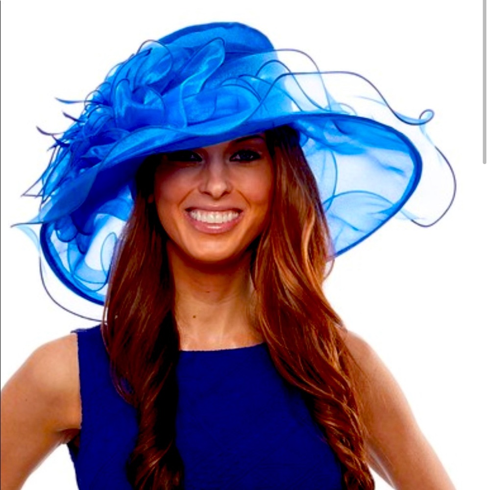 Sweetheart Two Tone Organza Derby Hat with Flower